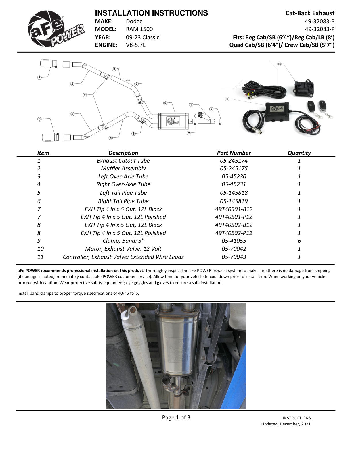 aFe Gemini XV 3in SS D&S Cat-Back Exhaust w/ Cut-Out Polished Tips | Ram 1500 (11-18) (49-32083-P)