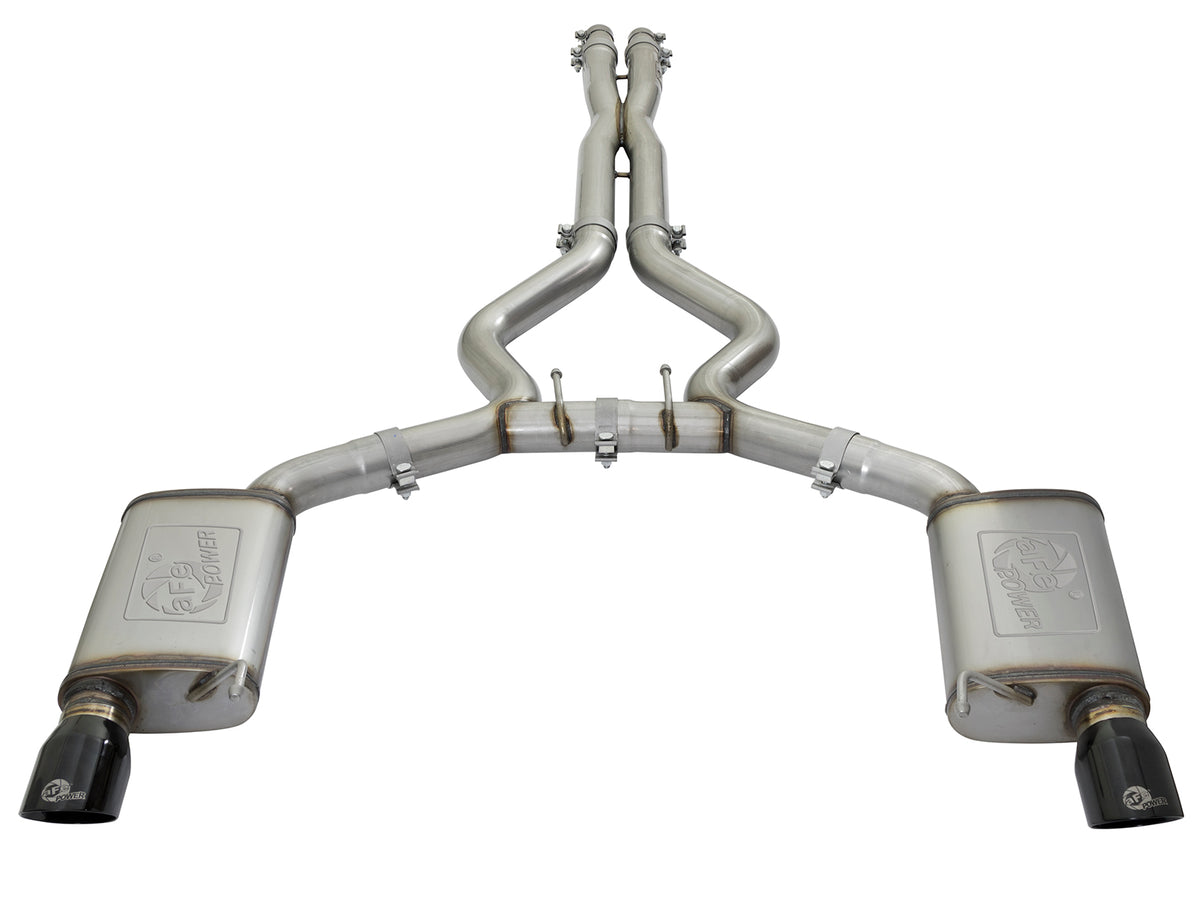 aFe 3in SS Cat-Back Exhaust w/ Black Tips | Ford Mustang GT/V6 (15-17) (49-33072-1B)