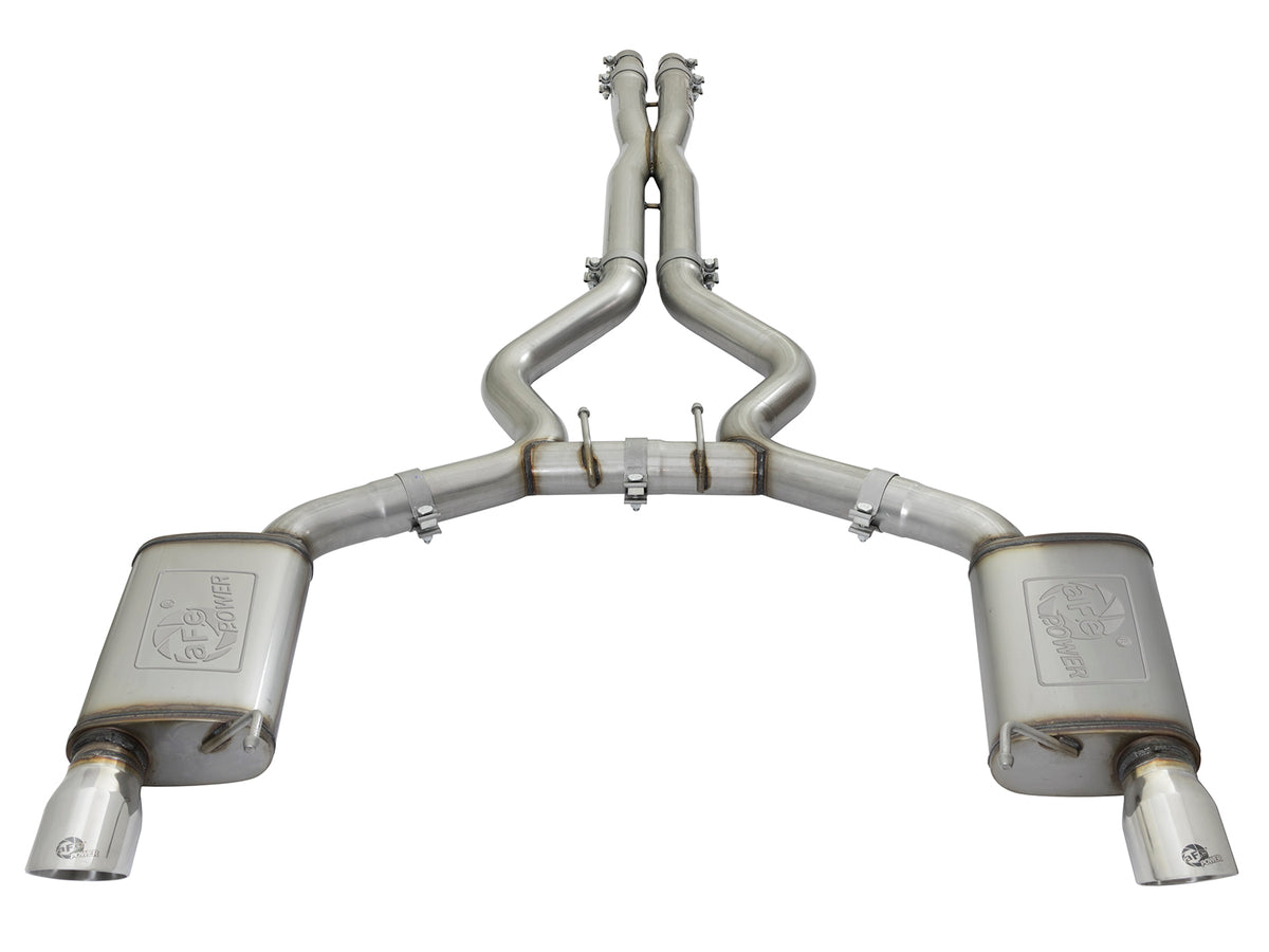 aFe 3in SS Cat-Back Exhaust w/ Polished Tips | Ford Mustang GT V8-5.0L / V6 (15-17) (49-33072-1P)