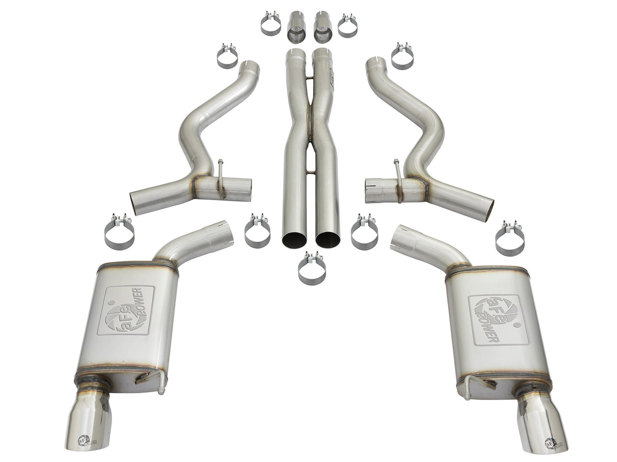 aFe 3in SS Cat-Back Exhaust w/ Polished Tips | Ford Mustang GT V8-5.0L / V6 (15-17) (49-33072-1P)