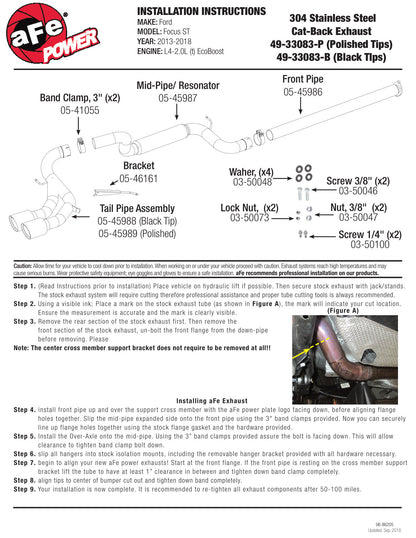 aFe Takeda 3in SS Cat-Back Exhaust | Ford Focus ST L4 2.0 (13-17) (49-33083-P)