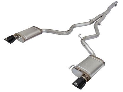 aFe 3in to 2.5in SS Cat-Back Exhaust w/ Black Tip | Ford Mustang EcoBoost (15-16) (49-33084-B)