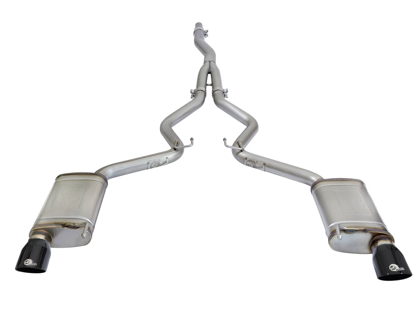 aFe 3in to 2.5in SS Cat-Back Exhaust w/ Black Tip | Ford Mustang EcoBoost (15-16) (49-33084-B)