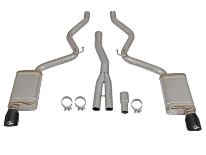 aFe 3in to 2.5in SS Cat-Back Exhaust w/ Black Tip | Ford Mustang EcoBoost (15-16) (49-33084-B)