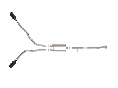 aFe 3in 304 SS D&S Cat-Back Exhaust Dual Side Exit w/ Black Tip | Ford F-150 (21) (49-33126-B)