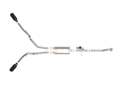 aFe Gemini XV 3in SS Cat-Back Exhaust w/ Cut-Out Black Tips | Ford F-150 (21-24) (49-33129-B)