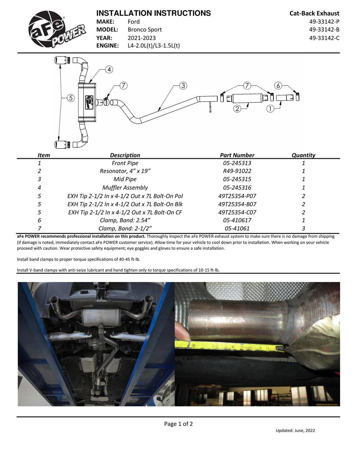 aFe 2.5in SS Vulcan Cat-Back Exhaust | Ford Bronco Sport (21-23) (49-33142-C)