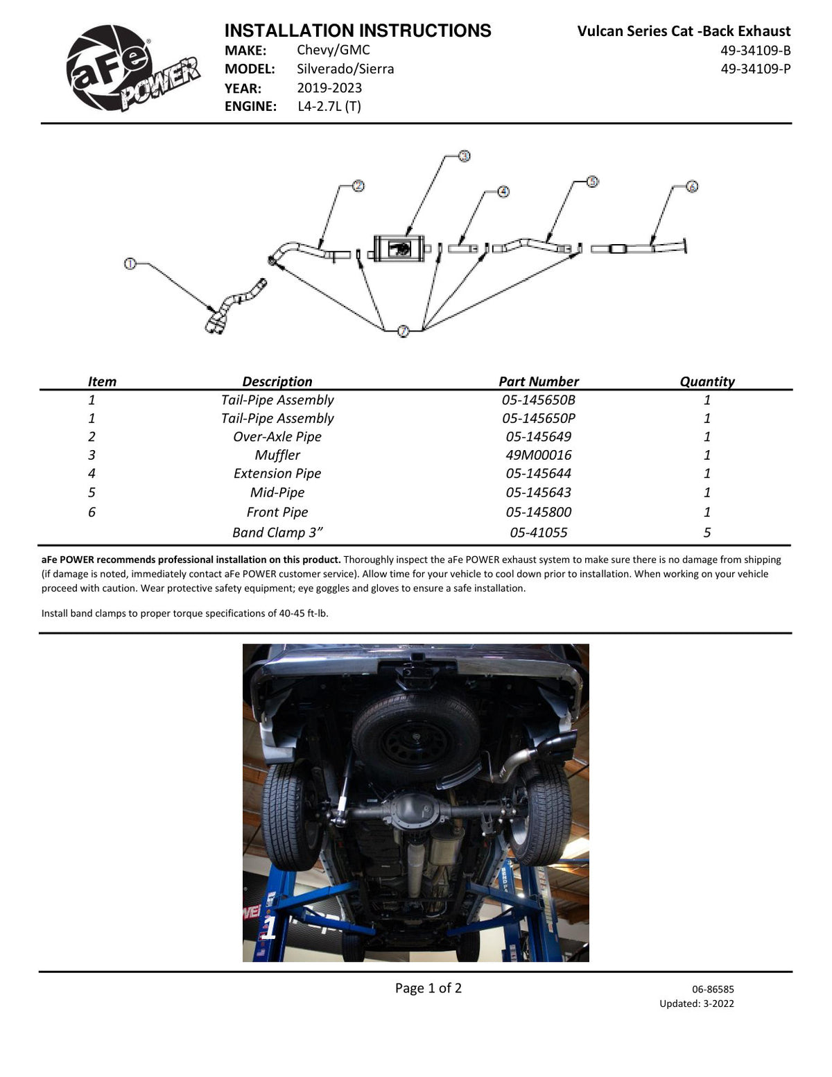 aFe Vulcan SS 3in Cat-Back Exhaust | Silverado/Sierra 1500 L4-2.7L (19-24) (49-34109-P)