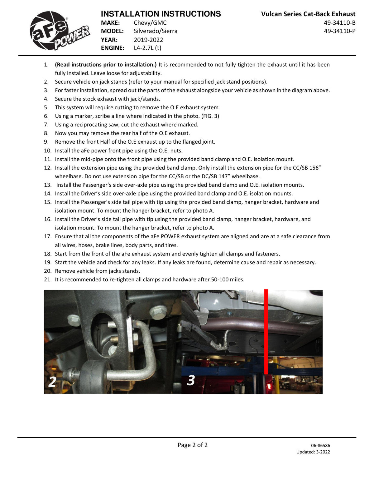 aFe Vulcan Series 3-2.5in SS Cat-Back Exhaust | GM Silverado/Sierra 1500 (19) (49-34110-B)