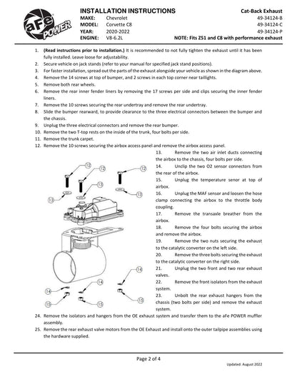 aFe MACH Force-Xp 3in to 2-1/2in Cat-Back Exhaust w/ NPP | Chevy C8 (20-21) (49-34124-C)