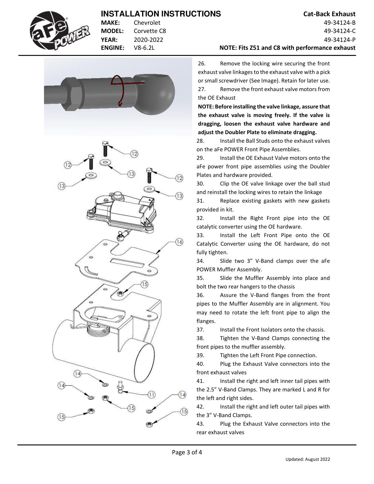 aFe MACH Force-Xp 3in to 2-1/2in SS Cat-Back Exhaust | C8 Corvette (20) (49-34124-P)