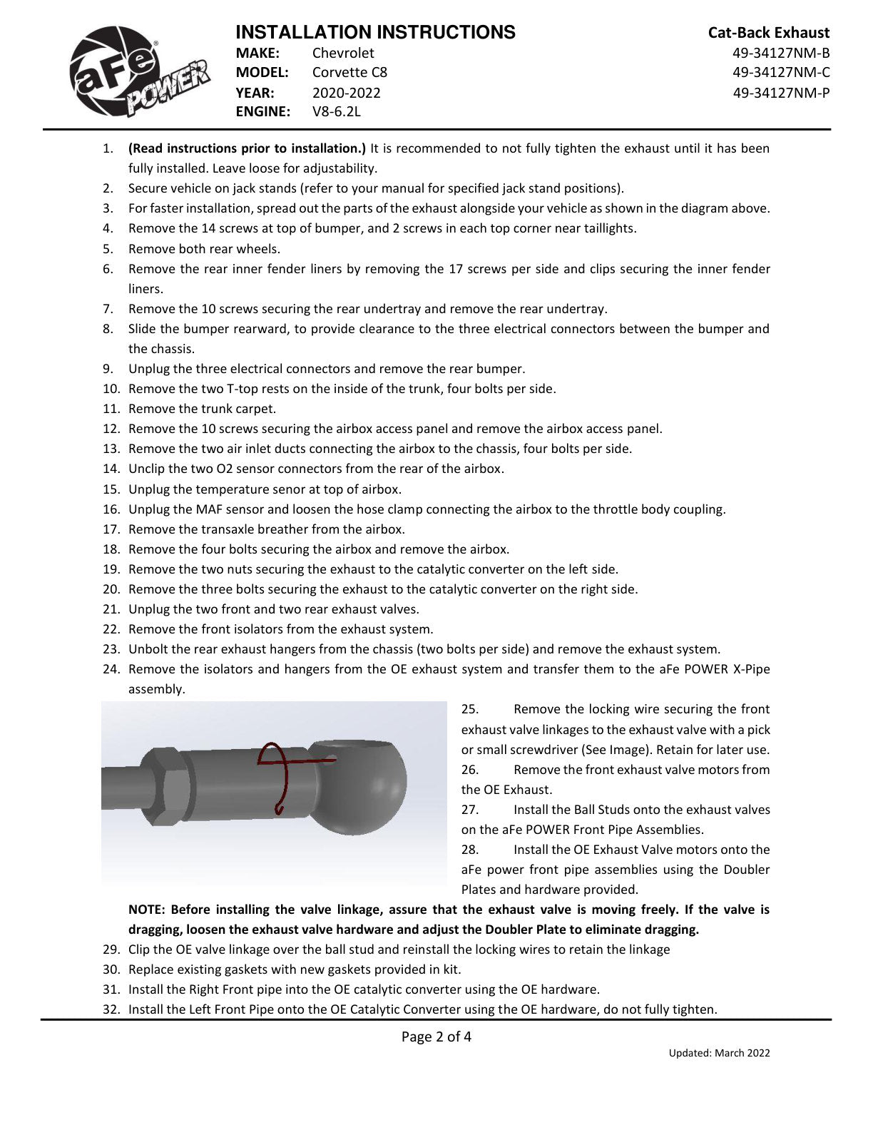 aFe MACH Force-Xp 3in to 2-1/2in 304 SS Cat-Back Exhaust | Chevy C8 (20-25) (49-34127NM-B)