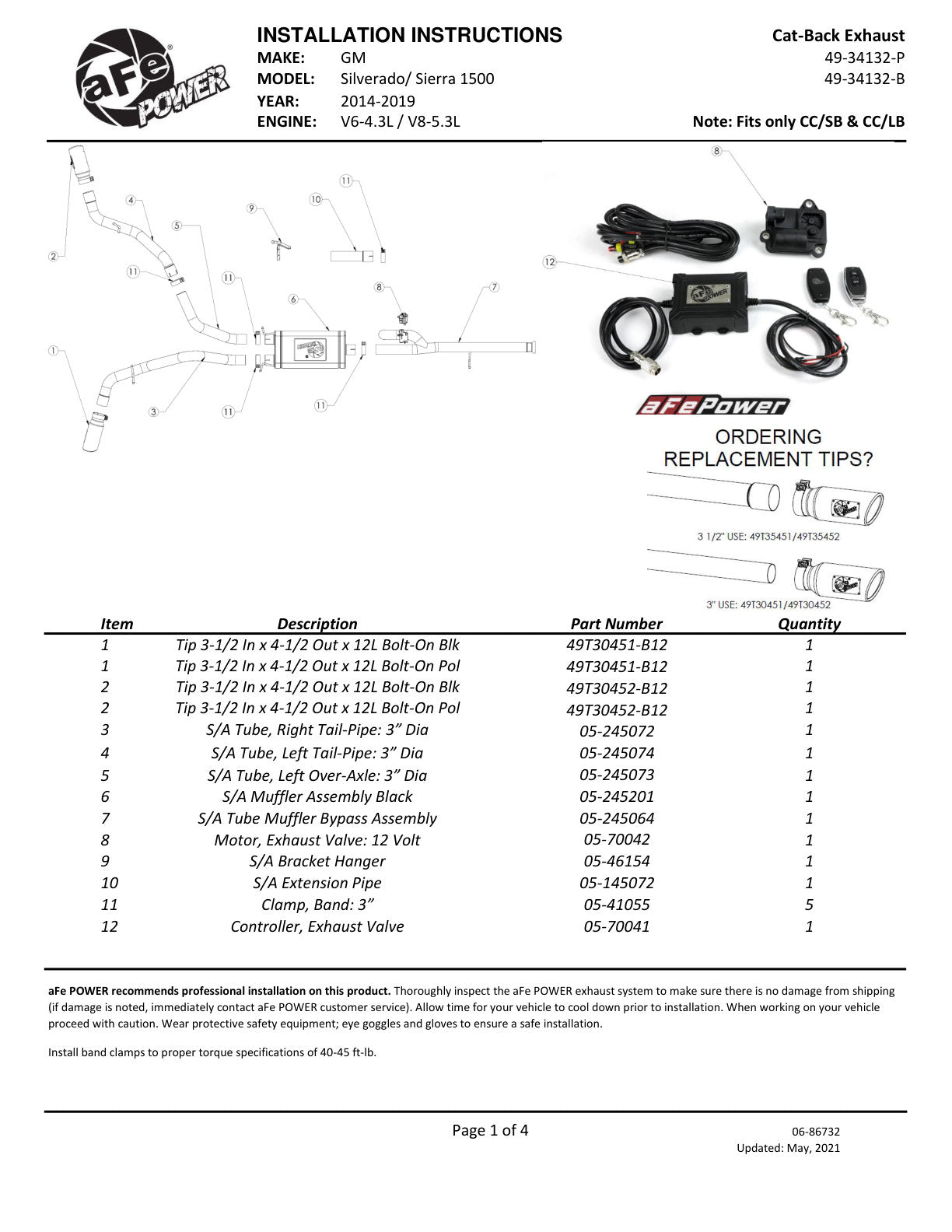 aFe Gemini XV 3in SS Cat-Back Exhaust | Chevy Silverado 1500 LD (14-18) (49-34132-B)