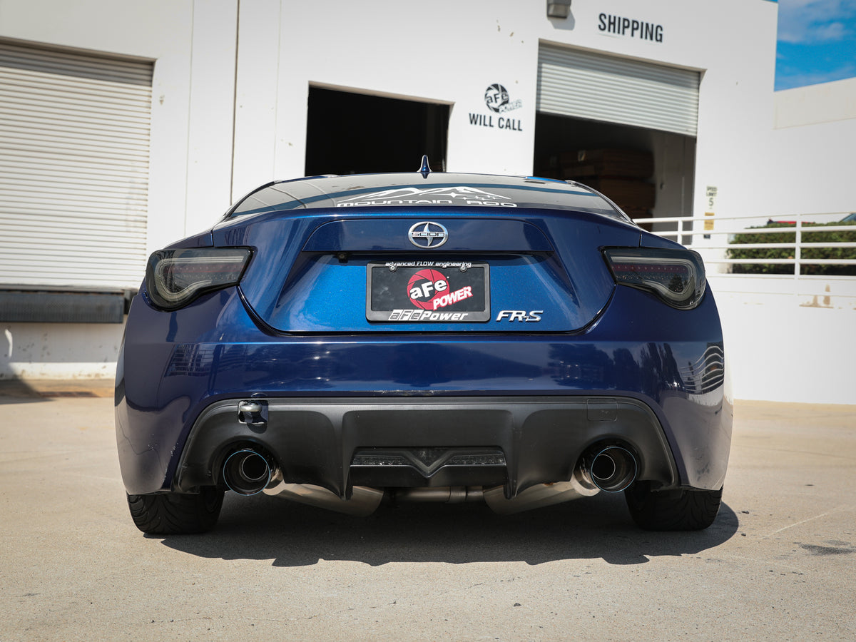 aFe Takeda 2-1/2in SS Axle-Back Exhaust w/ Blue Flame Tips | Subaru BRZ/FR-S (13-15) (49-36023-L)