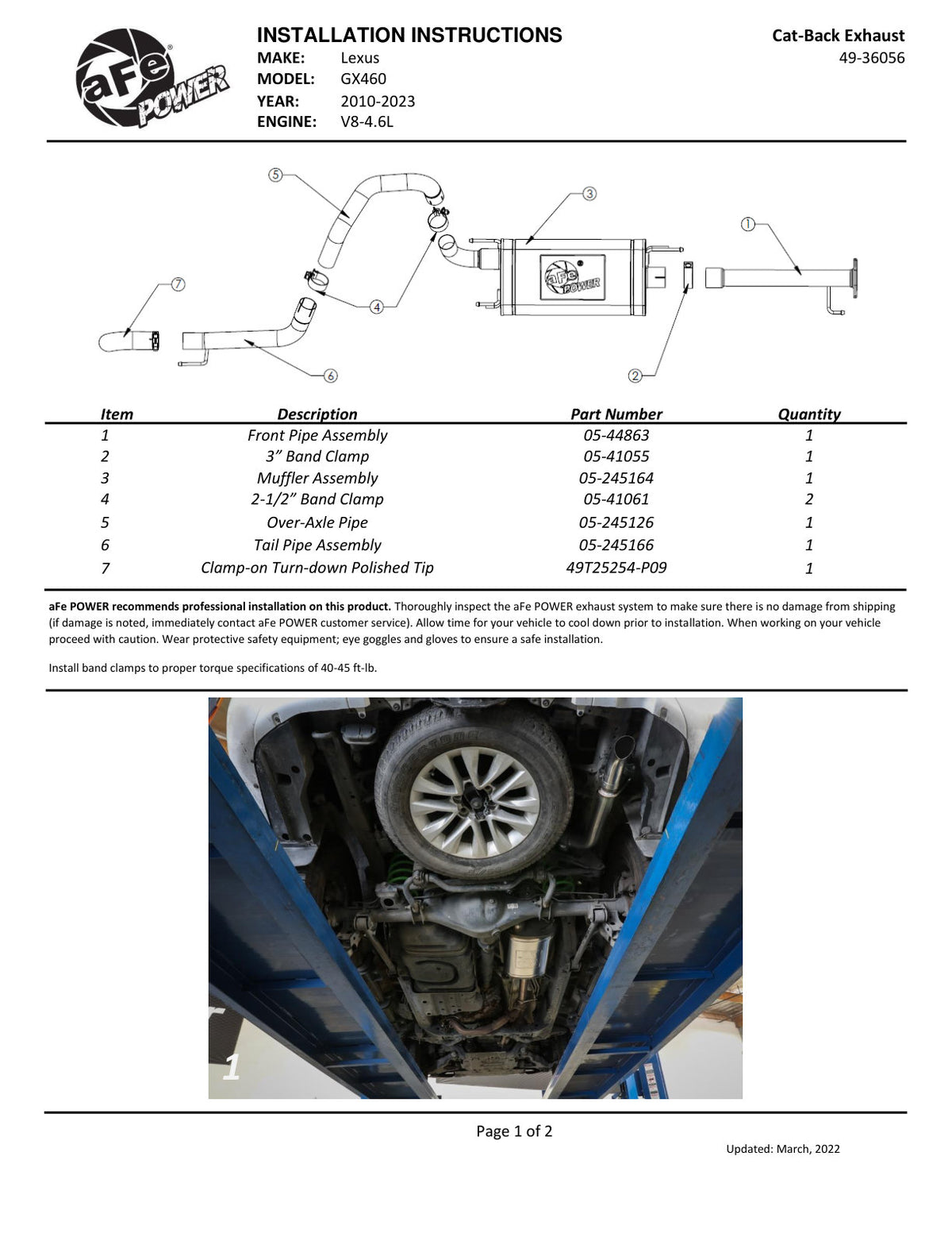 aFe Vulcan 2.5in SS Cat-Back Exhaust Lexus GX460 (10-21) Hi-Tuck Tip (49-36056)