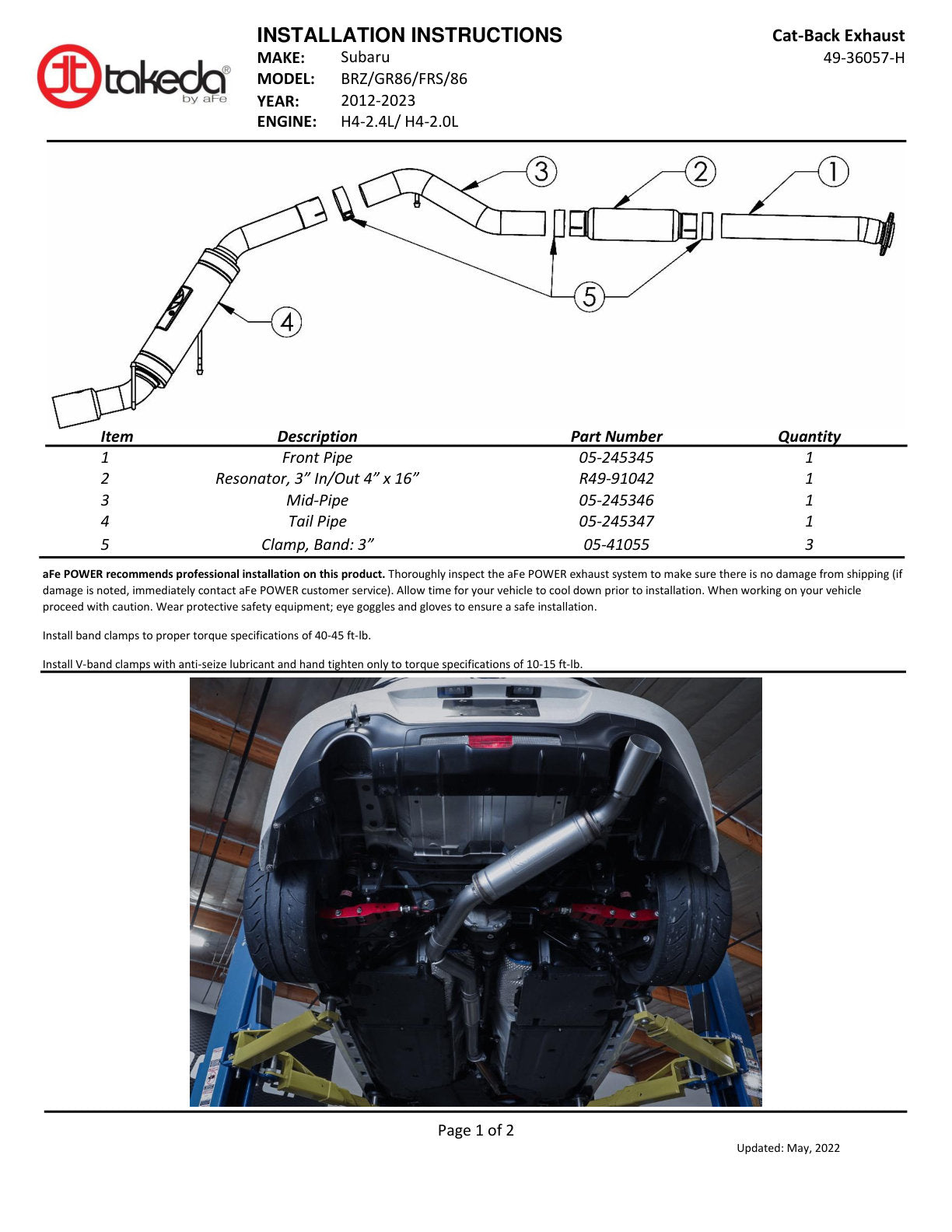 aFe Takeda 3in SS Cat-Back Exhaust | Subaru BRZ/FR-S/86 (13-22+) (49-36057-H)