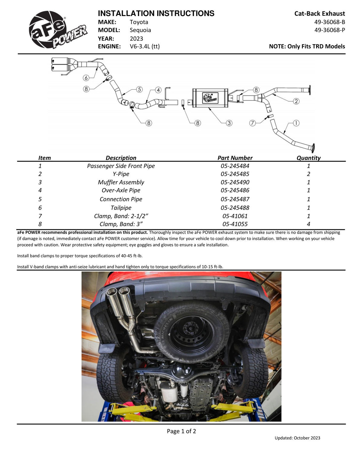 aFe Vulcan SS 2-1/2in-3in Cat-Back w/ Polished Tip | Toyota Sequoia V6 3.4L (23-24) (49-36068-P)