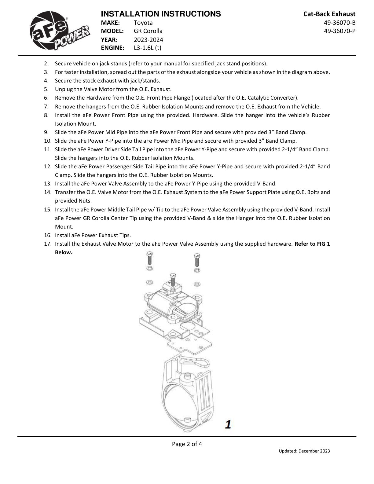 aFe Gemini XV 3in to 2-1/2in SS Cat-Back Exhaust | Toyota GR Corolla (23-24) (49-36070-P)