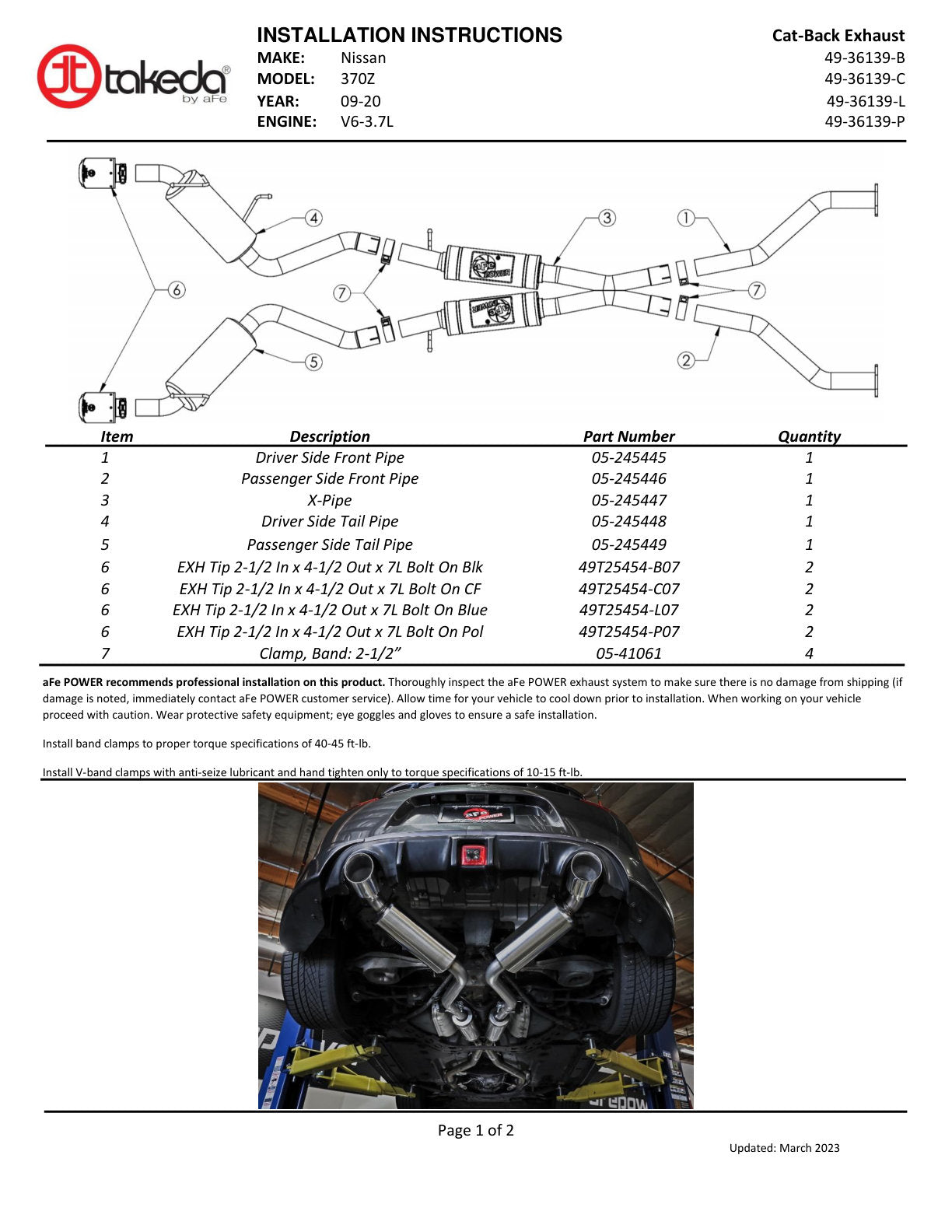 aFe Takeda Blue Flame Tip Cat-Back Exhaust System | Nissan 370Z (09-20) (49-36139-L)