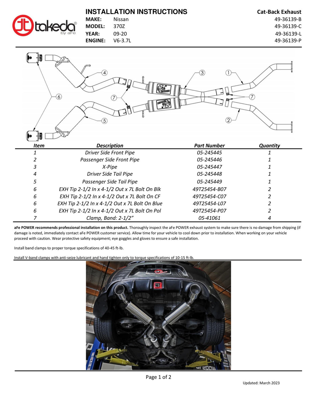 aFe Takeda Polished Tip Cat-Back Exhaust System | Nissan 370Z (09-20) (49-36139-P)