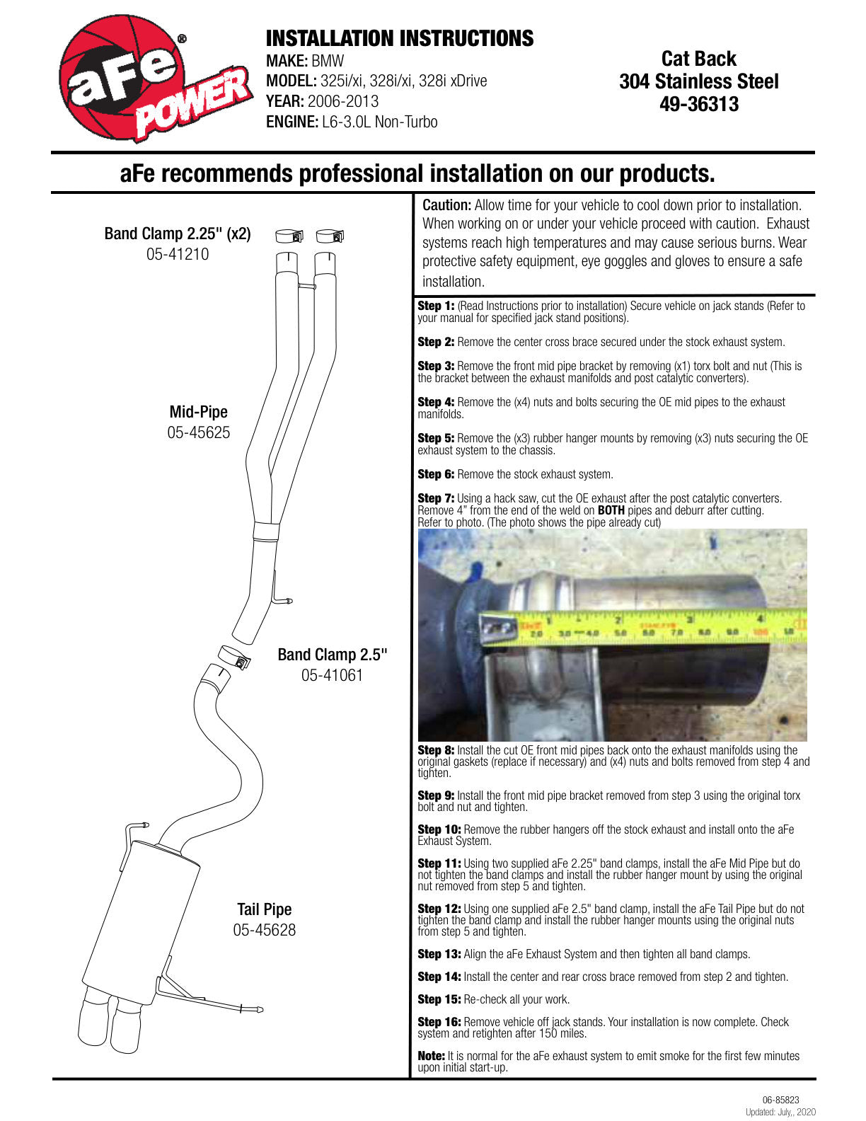 aFe 2.5in SS Cat-Back Exhaust | BMW 328i (07-13) E92/93 (49-36313)