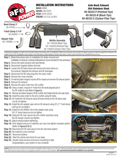 aFe MACH Force-Xp 3-2.5in SS Axle-Back Exhaust | BMW M2 (16-17) (49-36333-B)