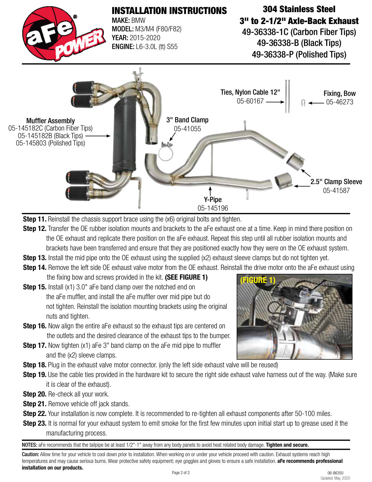 aFe 2.5in SS Axle-Back Exhaust w/ CF Tips | BMW M3/M4 (F80/82/83) (15-19) (49-36338-1C)