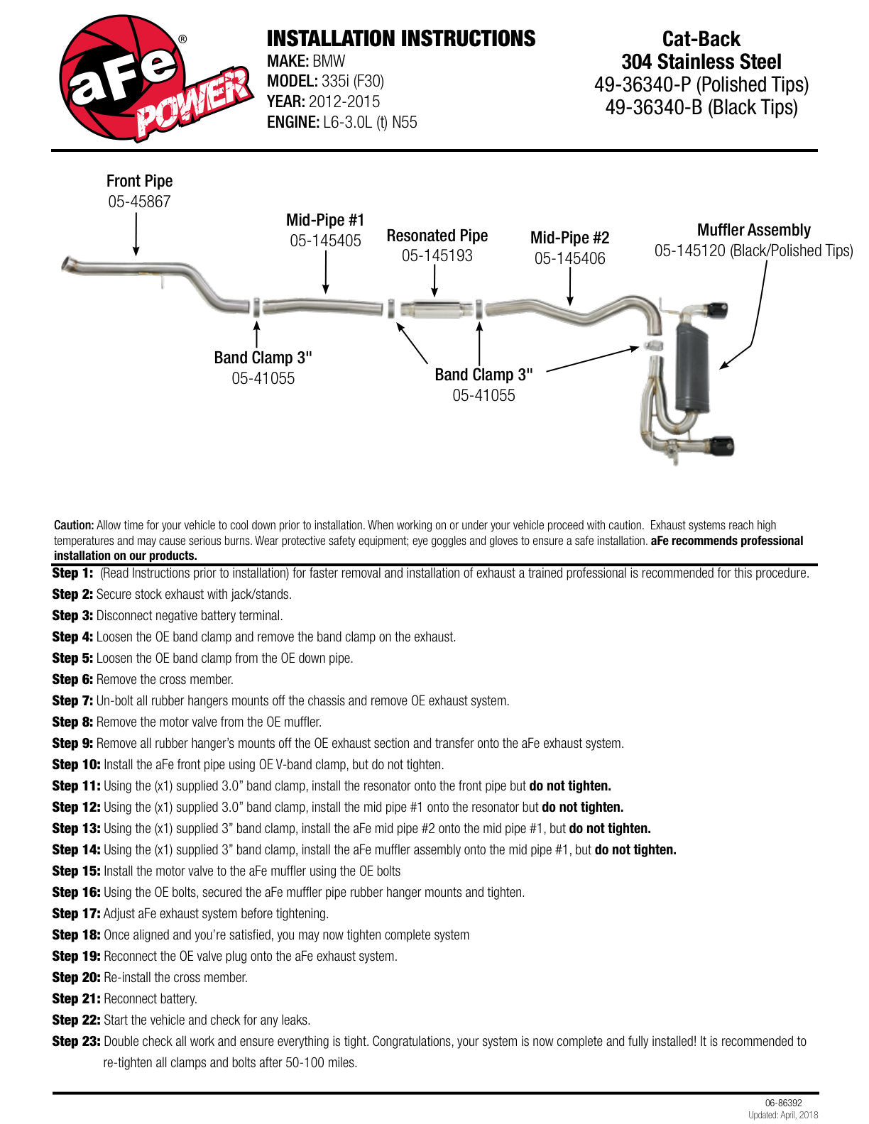 aFe MACH Force-Xp 3in SS Cat-Back Exhaust | BMW 335i (12-15) (F30) (49-36340-P)