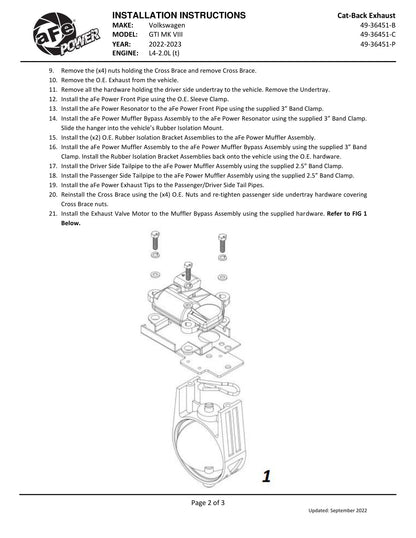 aFe Gemini XV 3-2.5in SS Cat-Back Exhaust w/ Cut-Out Tips | VW MK8 (22-23) (49-36451-P)