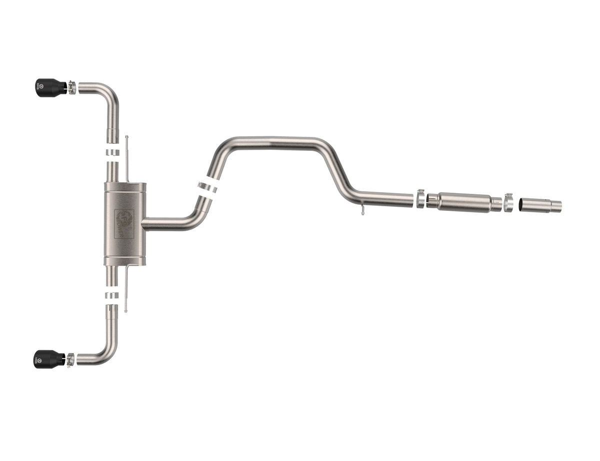aFe 3 to 2-1/2 IN Stainless Steel Cat-Back Exhaust w/Black Tip | Volkswagen GTI (22-24) (49-36454-B)