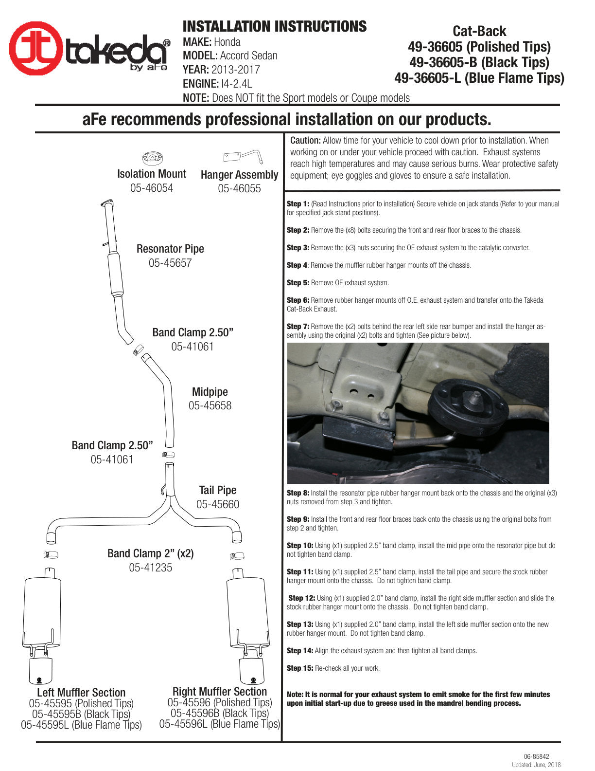 aFe Takeda 2-1/2in to 1-3/4in SS Dual Cat-Back Exhaust | Honda Accord 13-17 2.4L (49-36605-B)