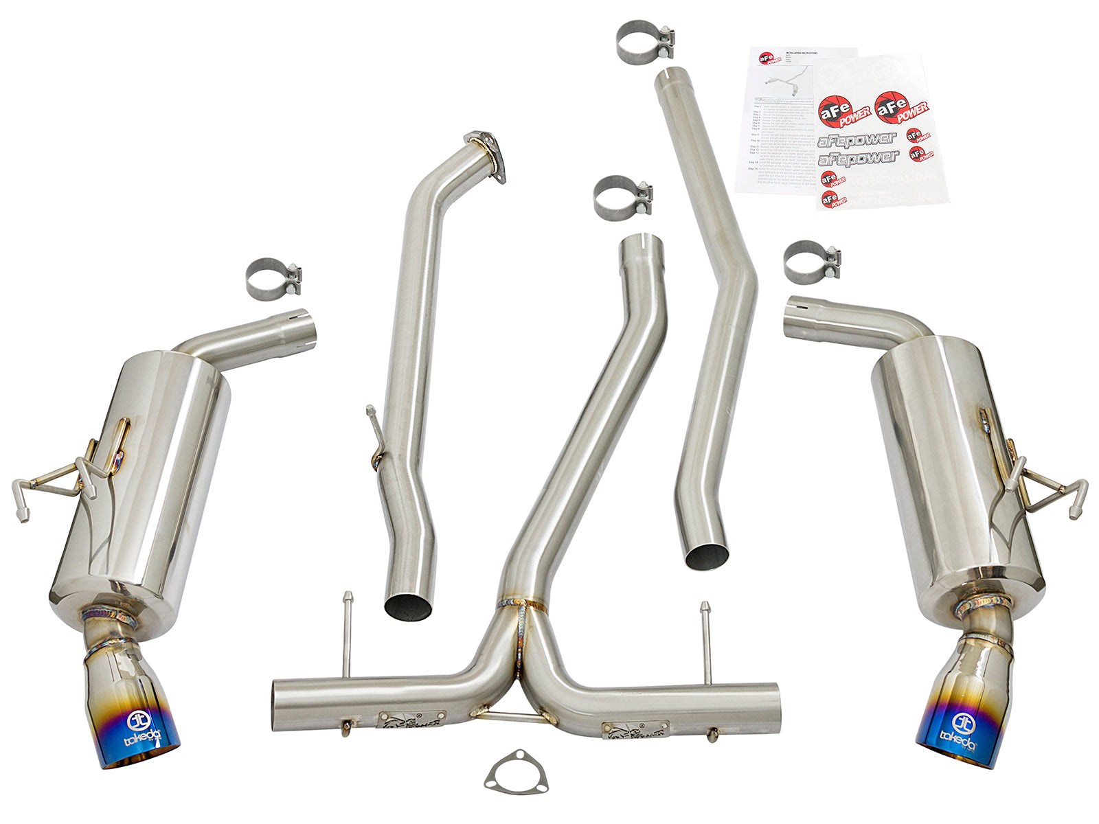 aFe Takeda 2.5-2.25in SS Dual-Exit Cat-Back | Honda Civic 1.5L Turbo (16-17) (49-36615-L)
