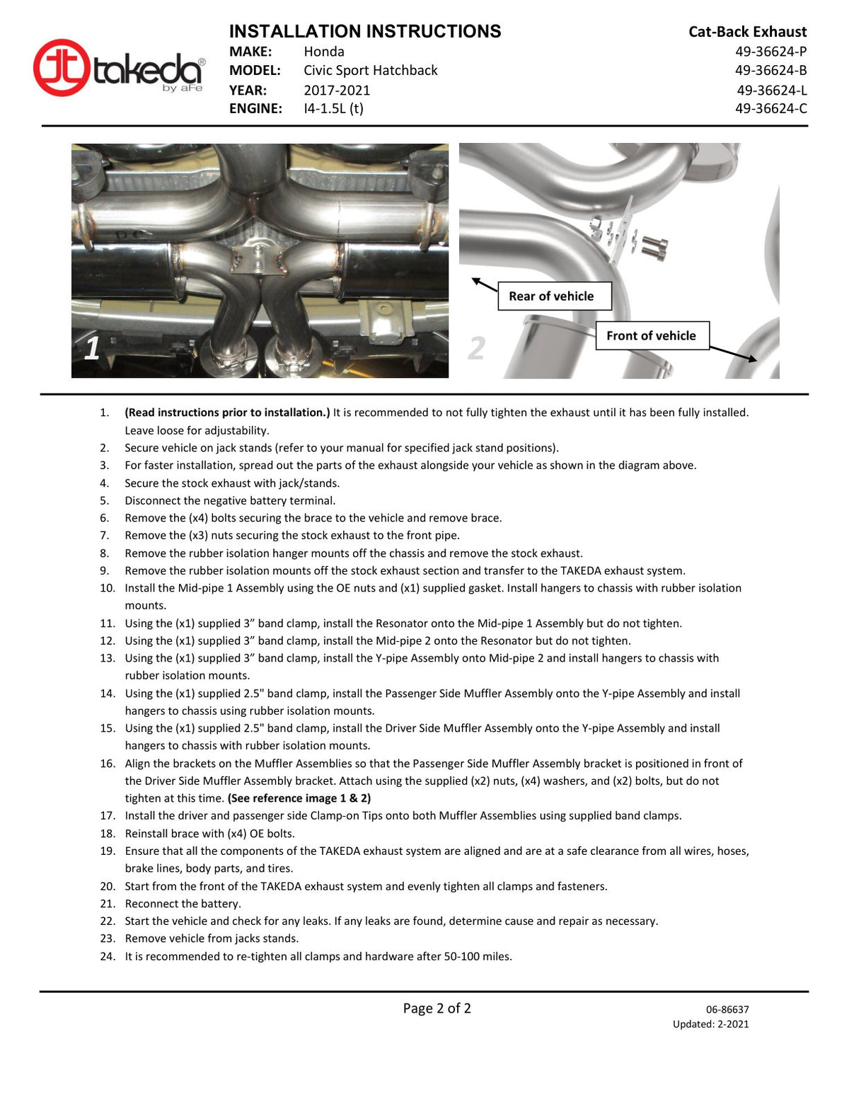 aFe Takeda 3in SS Cat-Back Exhaust | Honda Civic Sport L4 1.5L (17-21) (49-36624-P)