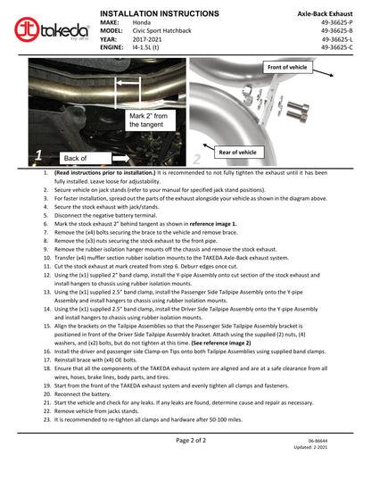 aFe Takeda 2-1/2in SS Axle-Back Exhaust w/ Blue Flame Tip | Honda Civic 17-21 (49-36625-L)