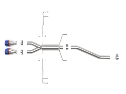 aFe Takeda 2.5in SS Axle-Back Exhaust w/ Blue Flame Tip | Honda Civic Type R 17-21 (49-36626-L)