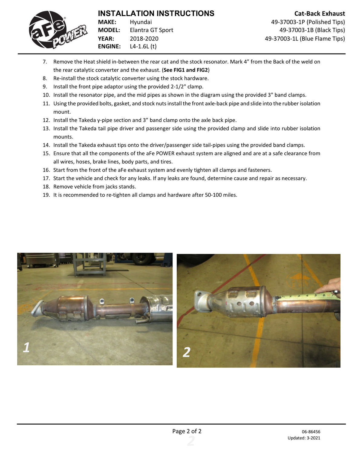 aFe Takeda 3in to 2.5in SS Cat-Back Exhaust | Hyundai Elantra GT Sport (18-20) (49-37003-1B)