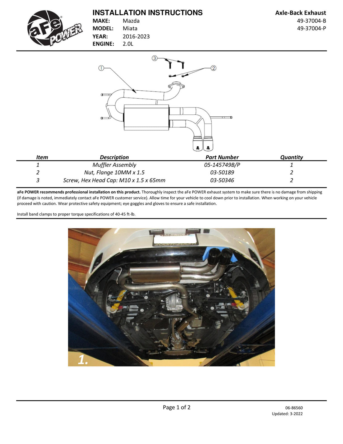 aFe Takeda 2.5in 304SS Axle-Back Exhaust w/ Black Tip | Mazda MX-5 Miata (16-21) (49-37004-B)