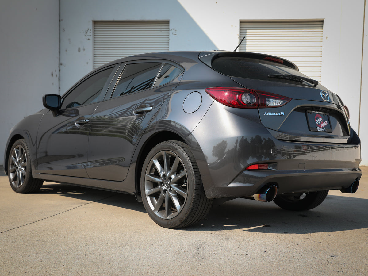 aFe Takeda 2.5in SS Axle-Back Exhaust w/ Blue Flame Tips | Mazda 3 (14-18) (49-37014-L)