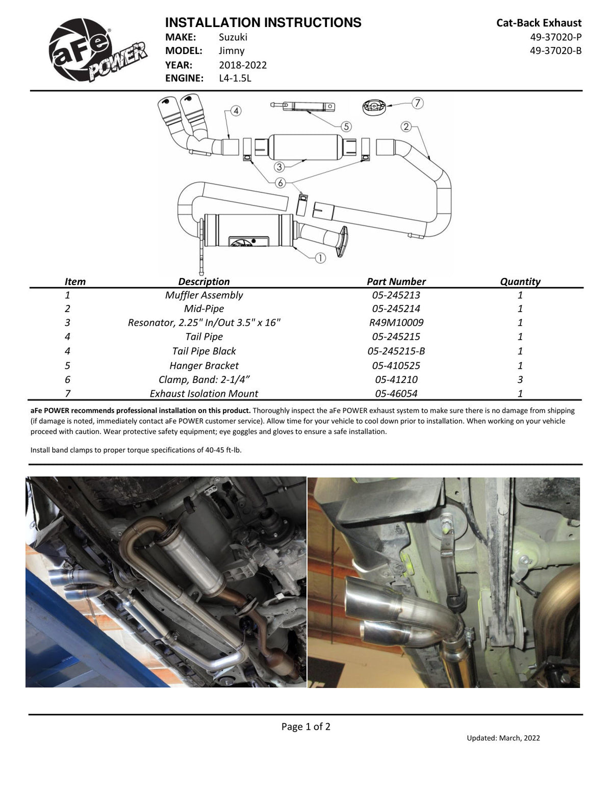 aFe 18-21 Suzuki Jimny Takeda 2-1/4in. 304 SS Cat-Back Exhaust w/ Blk Tip