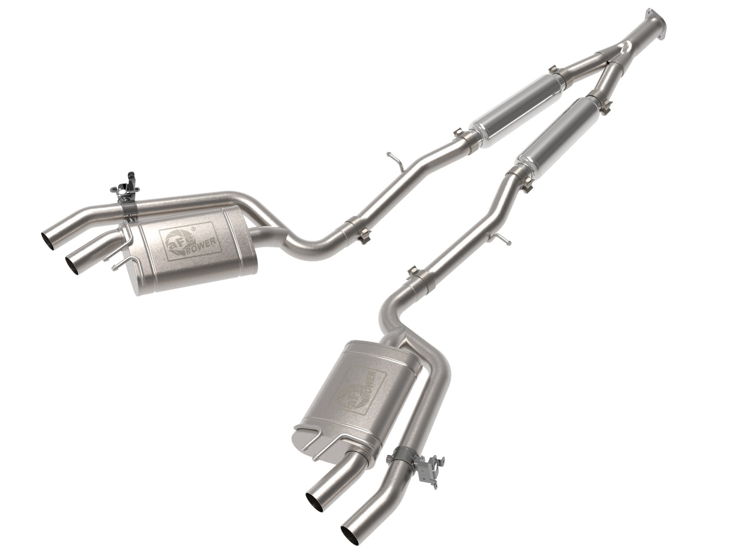 aFe Gemini XV 3in to Dual 2-1/2in SS Cat-Back Exhaust w/ Cut-Out | Kia Stinger (22-23) (49-37024)