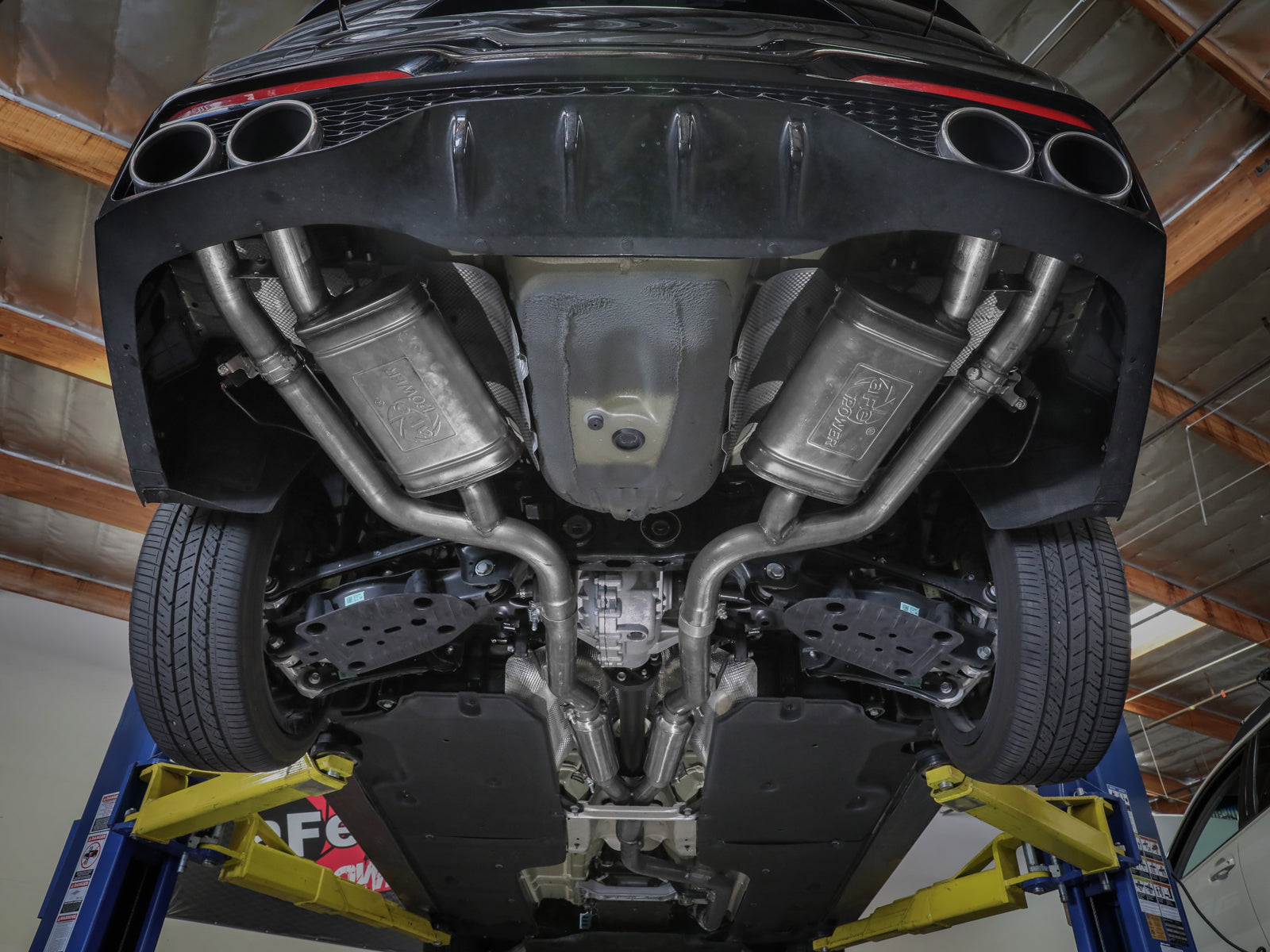 aFe Gemini XV 3in to Dual 2-1/2in SS Cat-Back Exhaust w/ Cut-Out | Kia Stinger (22-23) (49-37024)