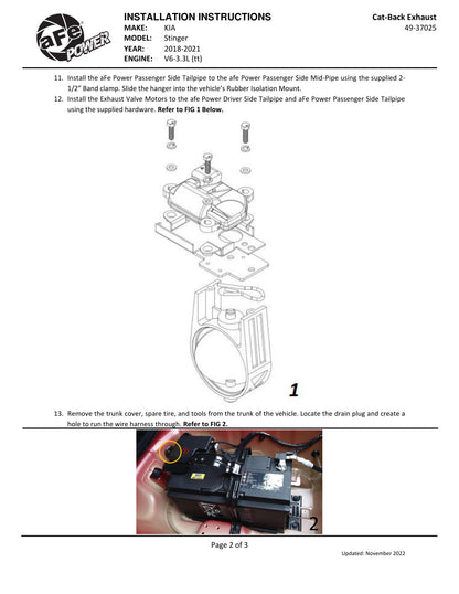 aFe Gemini XV 2.5in SS Cat-Back w/ Cut-Out | Kia Stinger GT 3.3T (18-22) (49-37025)