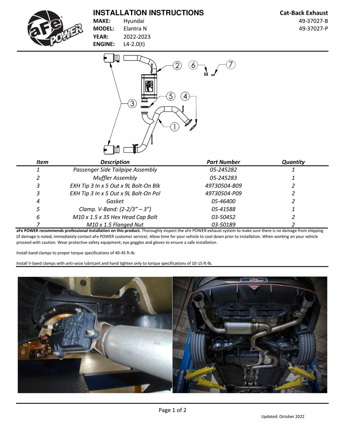 aFe Takeda 3in SS Axle-Back Exhaust w/ Tips | Hyundai Elantra N 22-25 (49-37027-P)