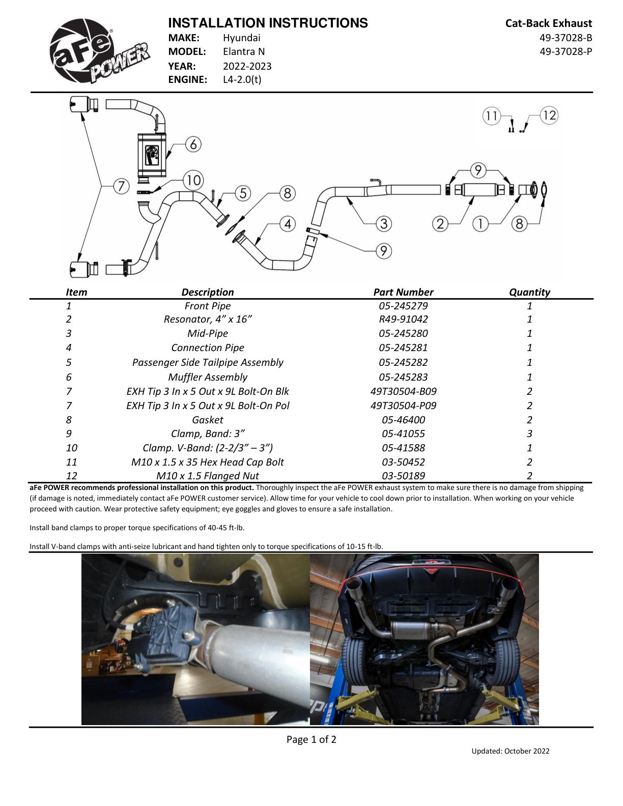 aFe Takeda 3in Cat-Back Exhaust w/ Polished Tips | Hyundai Elantra N (22-23) (49-37028-P)