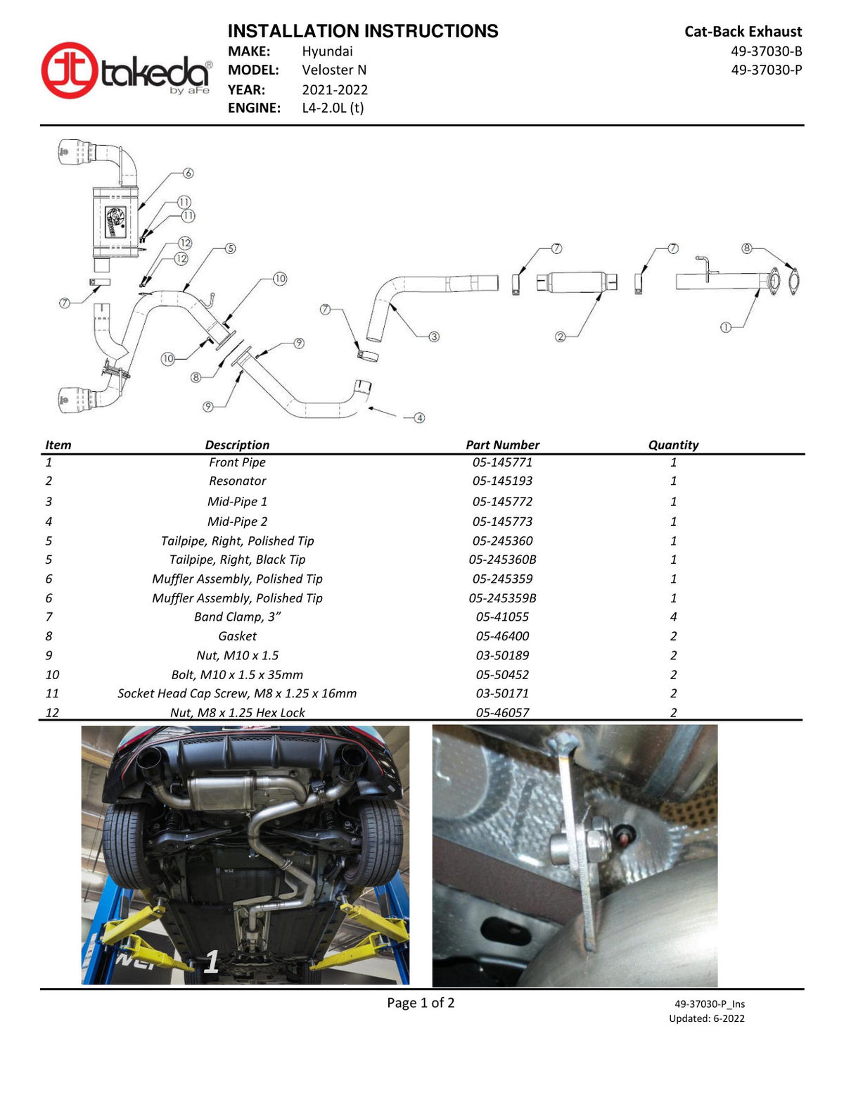 aFe Hyundai Veloster N 2.0L Takeda Cat-Back Exhaust System | Polished Tips (21-22) (49-37030-P)