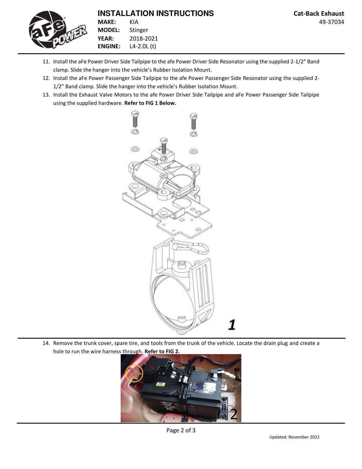 aFe Gemini XV 3in to Dual 2-1/2in SS Cat-Back Exhaust w/ Cut-Out | Kia Stinger (18-21) (49-37034)