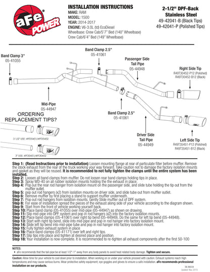 aFe MACHForce XP DPF-Back SS Exhaust | Dodge Ram 1500/3500 (09-26) (49-42041-P)