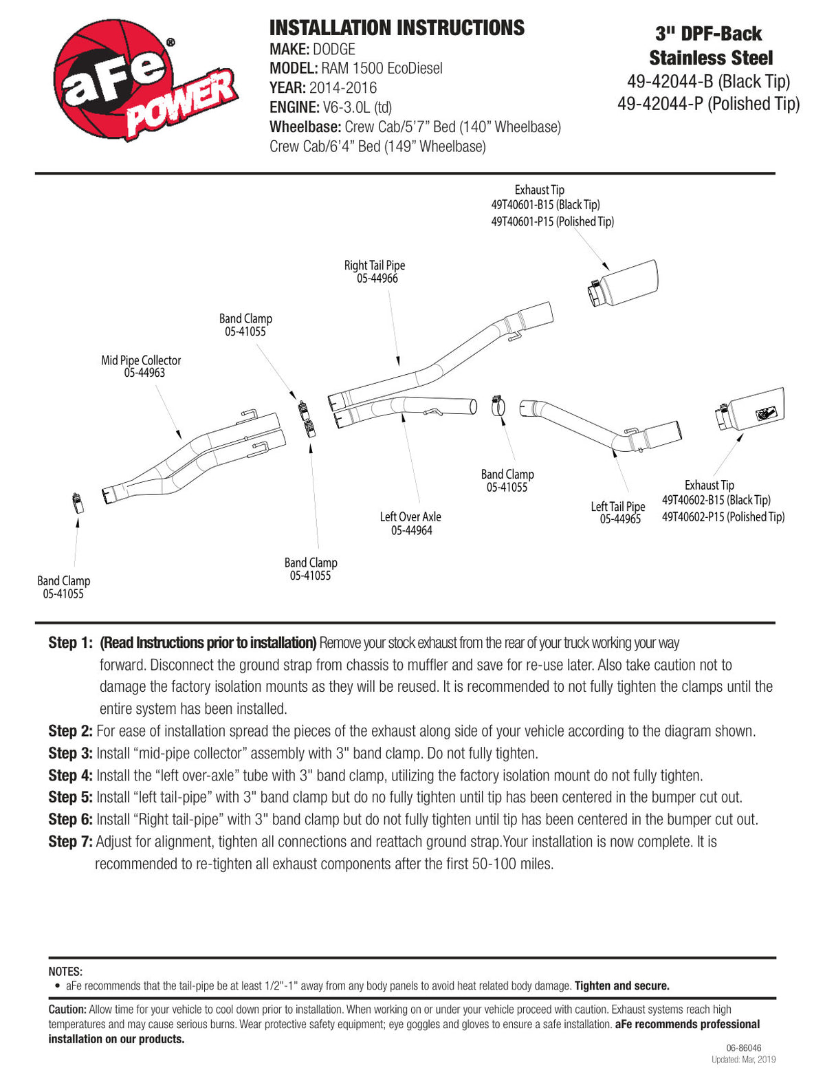 aFe MACHForce XP DPF-Back 3in SS Exhaust | Dodge Ram 1500 V6 3.0L EcoDiesel (49-42044-P)