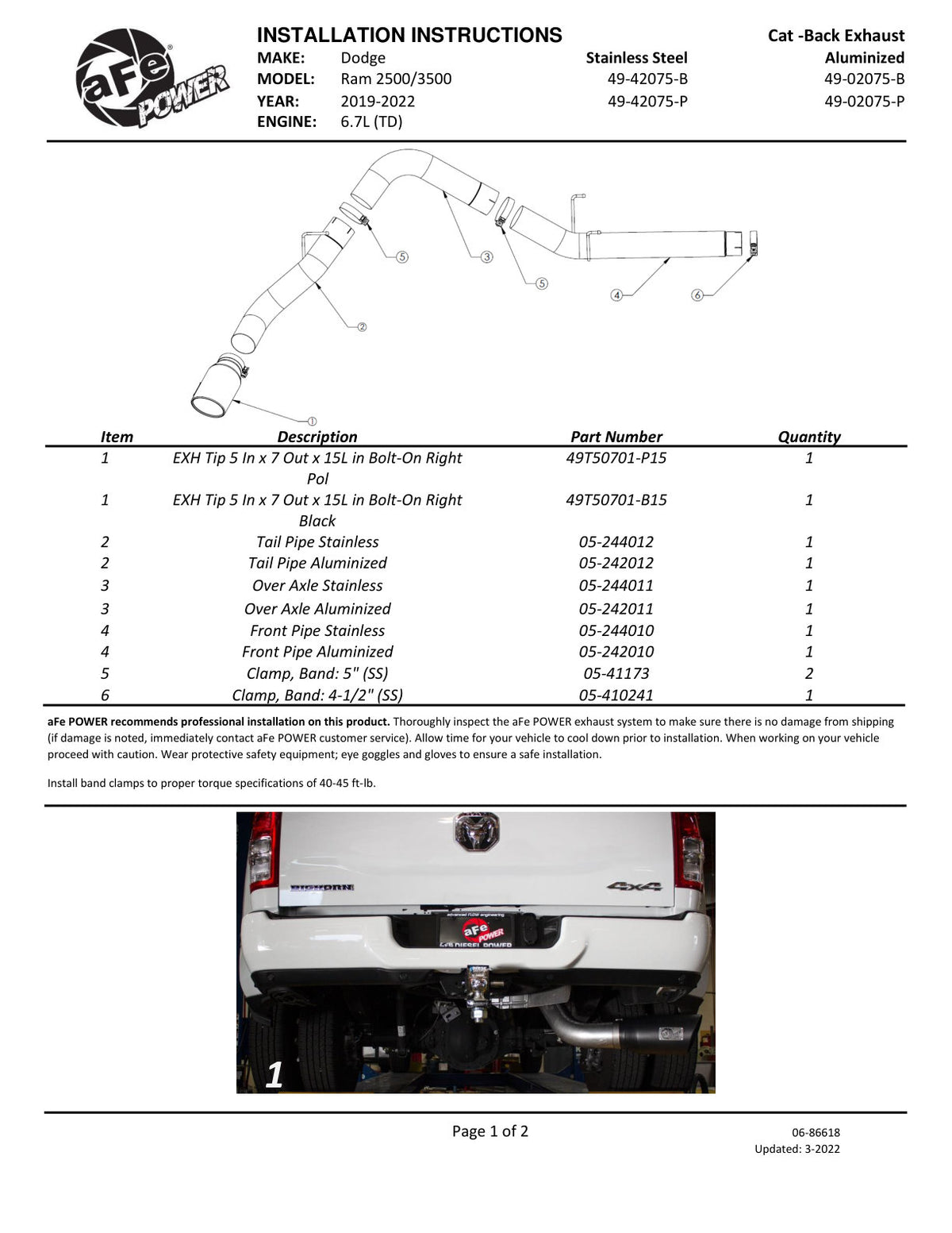 aFe 19-22 Ram 5in HD DPF-Back Exhaust | Dodge 19-26 (49-42075-P)
