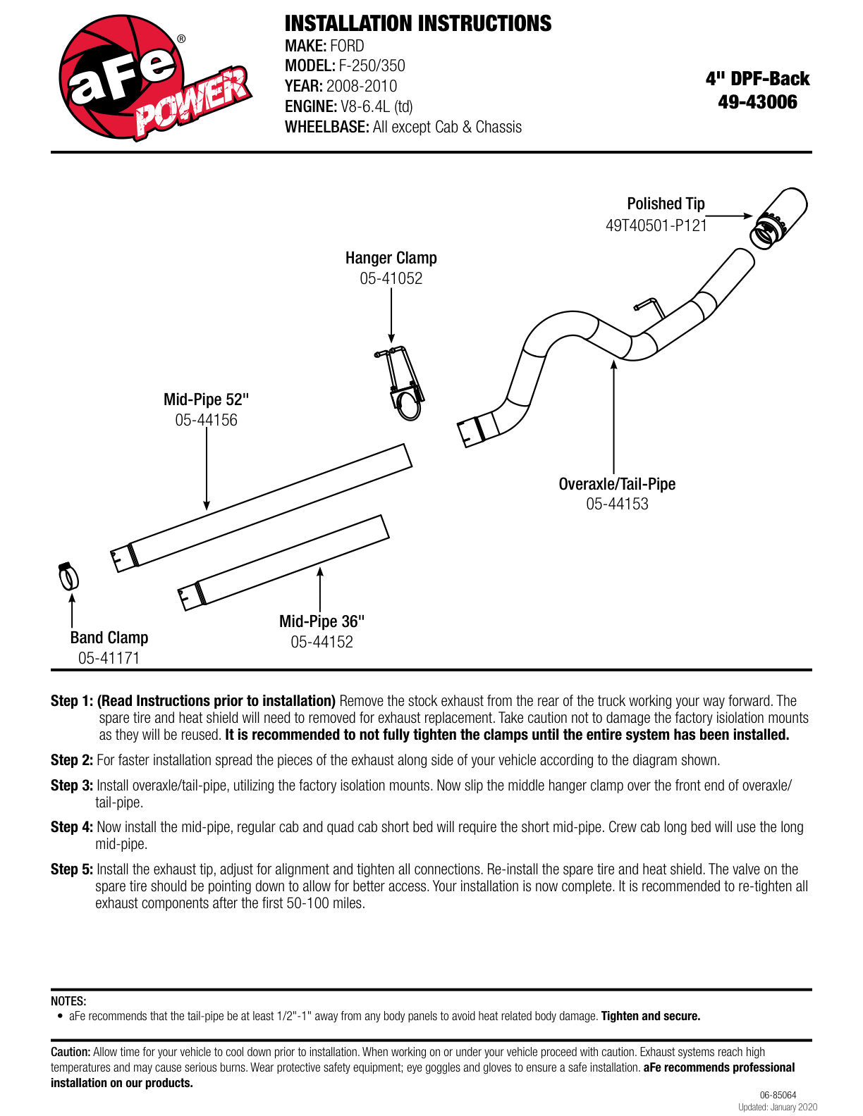 aFe MACHForce XP DPF-Back SS-409 Exhaust | Ford Diesel Trucks 08-10 (49-43006)